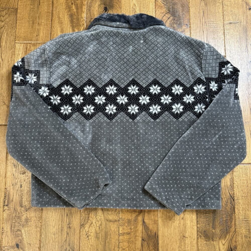 VTG Willi Smith Collection Fleece Jacket Faux Fur Collar Grey Womens Sz XL - Picture 5 of 5